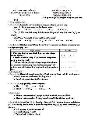 2 Đề kiểm tra cuối học kì I Hóa học 8 - Năm h