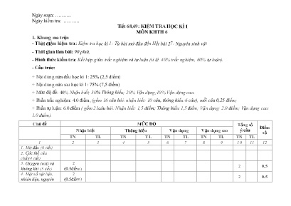 2 Đề kiểm tra cuối học kì I Khoa học tự nhiên