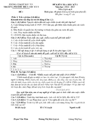 2 Đề kiểm tra cuối học kì I Lịch sử 8 - Năm học 2022-2023 - Trường PTDTBT THCS Cốc Ly 1 (Có đáp án)