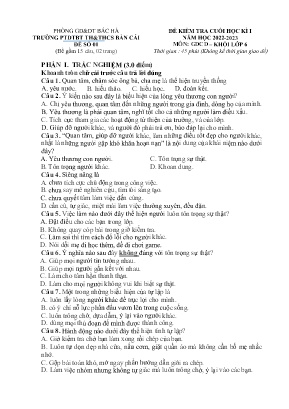 2 Đề kiểm tra cuối học kì I môn Giáo dục công