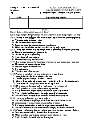 2 Đề kiểm tra cuối học kỳ I Giáo dục công dân