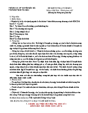 2 Đề kiểm tra cuối kì I Giáo dục công dân 6 -