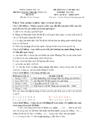 2 Đề kiểm tra cuối kì I Lịch sử 9 - Năm học 2