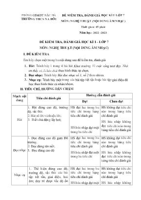2 Đề kiểm tra đánh giá học kì I Âm nhạc 7 - N