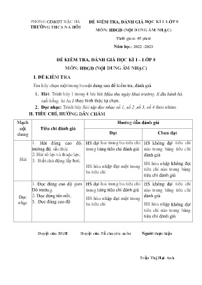 2 Đề kiểm tra đánh giá học kì I Âm nhạc 8 - N