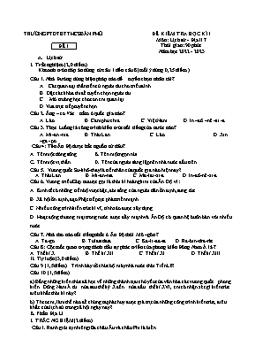 2 Đề kiểm tra học kì I Địa lí 7 - Năm học 202