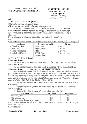 2 Đề kiểm tra học kì I Địa lí 9 - Năm học 202