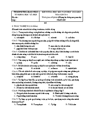 2 Đề kiểm tra học kì I Giáo dục công dân 6 - 