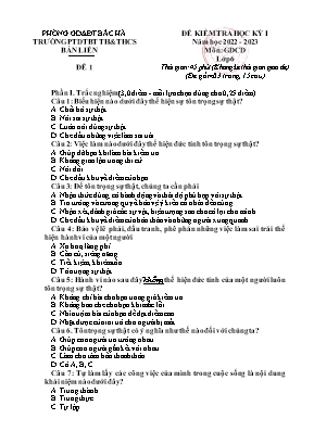 2 Đề kiểm tra học kì I Giáo dục công dân 6 - 