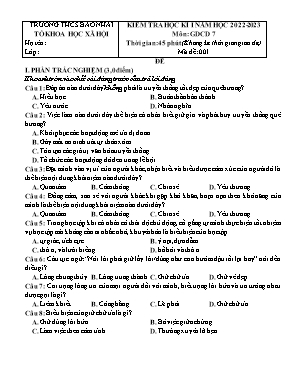 2 Đề kiểm tra học kì I Giáo dục công dân 7 - 
