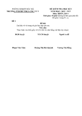2 Đề kiểm tra học kì I Hoạt động trải nghiệm hướng nghiệp 6 - Năm học 2022-2023 - Vương Thị Hằng (Có đáp án)
