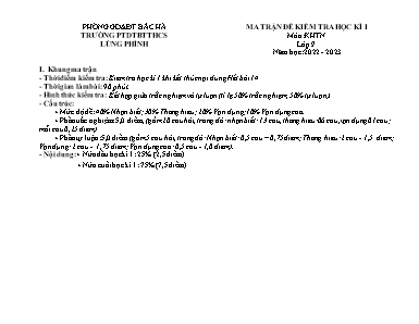 2 Đề kiểm tra học kì I Khoa học tự nhiên 7 - Năm học 2022-2023 - Trường PTDTBT THCS Lùng Phình (Có đáp án + Ma trận)