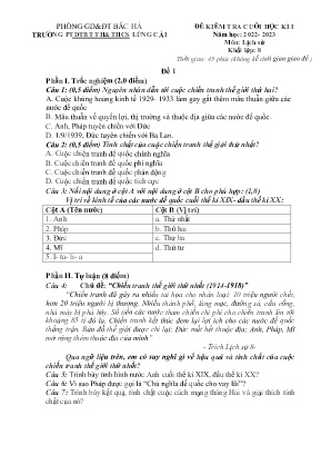 2 Đề kiểm tra học kì I Lịch sử 8 - Năm học 2022-2023 - Trường PTDTBT THCS Lùng Cải (Có đáp án + Ma trận)