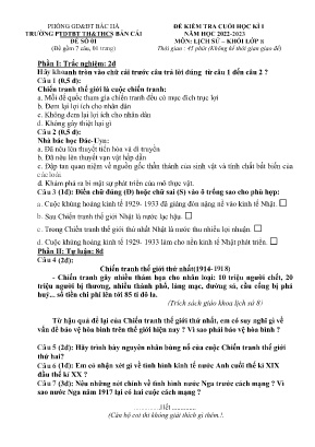 2 Đề kiểm tra học kì I Lịch sử 8 - Năm học 20