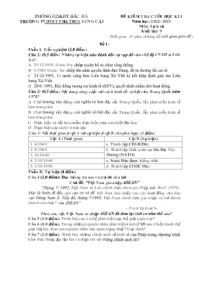 2 Đề kiểm tra học kì I Lịch sử 9 - Năm học 20