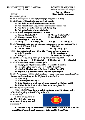 2 Đề kiểm tra học kì I Lịch sử và Địa lí 6 - 