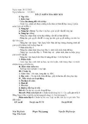 2 Đề kiểm tra học kì I Lịch sử và Địa lí 6 -