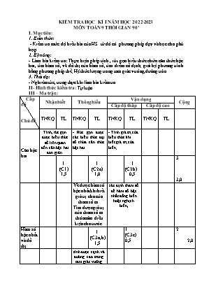 2 Đề kiểm tra học kì I Toán 9 - Năm học 2022-2023 (Có đáp án + Ma trận)