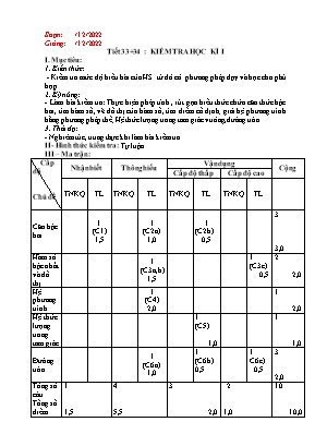 2 Đề kiểm tra học kì I Toán 9 - Năm học 2022-2023 - Trường THCS Bảo Nhai (Có đáp án + Ma trận)