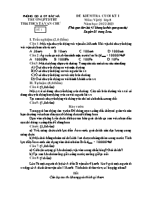 2 Đề kiểm tra học kì I Vật Lý 8 - Năm học 2022-2023 - Trường PTDTBT TH&THCS Tả Van Chư(Có đáp án + Ma trận)