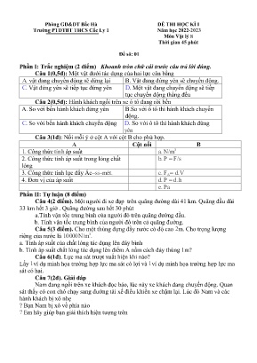 2 Đề kiểm tra học kì I Vật lý 8 - Năm học 202