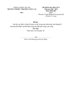 2 Đề kiểm tra học kỳ I Hoạt động trải nghiệm 
