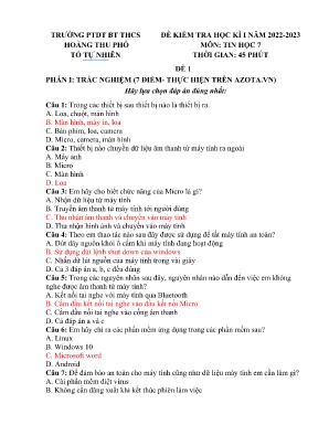2 Đề kiểm tra Tin học 7 - Năm học 2022-2023 -
