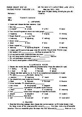 2 Đề thi học kì I Tiếng Anh 6 - Năm học 2022-