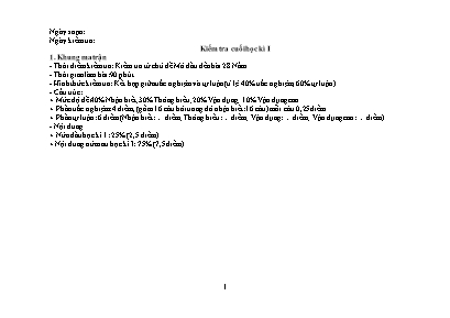 3 Đề kiểm tra cuối kì I Khoa học tự nhiên 6 - Năm học 2022-2023 - Trường THCS Tà Chải (Có đáp án + Ma trận)
