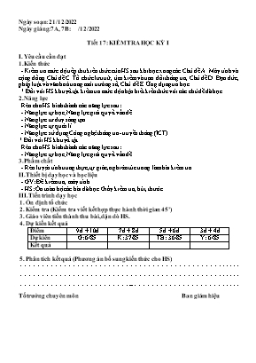 3 Đề kiểm tra học kì I Tin học 7 - Năm học 2022-2023 (Có đáp án + Ma trận)