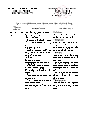 Đề kiểm tra cuối học kì I Mĩ thuật 7 - Năm học 2022-2023 - Trường PTDTBT TH&THCS Bản Liền