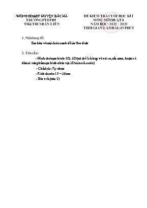 Đề kiểm tra cuối kì I Mĩ thuật 8 - Năm học 20