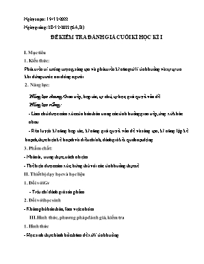 Đề kiểm tra đánh giá cuối kì học kì I Hoạt động trải nghiệm hướng nghiệp 6 - Năm học 2022-2023 Đề kiểm tra đánh giá cuối kì học kì I Hoạt động trải nghiệm hướng nghiệp 6 - Năm học 2022-2023