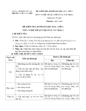 Đề kiểm tra đánh giá học kì I Âm nhạc 6 - Năm