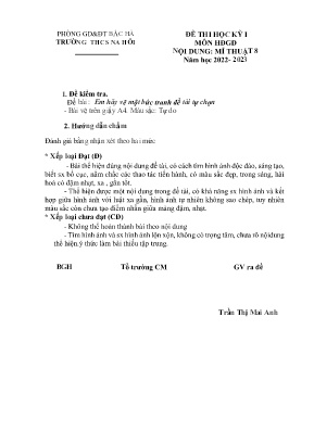 Đề kiểm tra đánh giá học kì I Mĩ thuật 8 - Nă