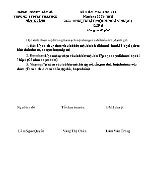 Đề kiểm tra học kì I Âm nhạc 6 - Năm học 2022