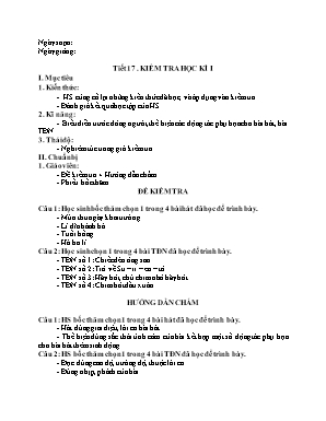 Đề kiểm tra học kì I Âm nhạc Lớp 8 - Năm học 