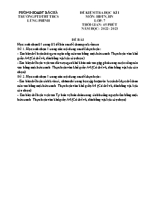 Đề kiểm tra học kì I Hoạt động trải nghiệm hướng nghiệp 7 - Năm học 2022-2023 - Trường PTDTBT THCS Lùng Phình (Có đáp án)