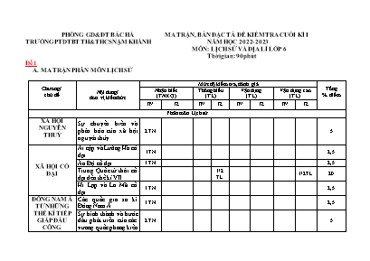 Đề kiểm tra học kì I Lịch sử và Địa lí 6 - Đề