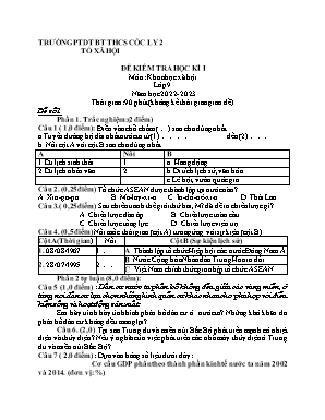 Đề kiểm tra học kì I Lịch sử và Địa lí 9 - Nă