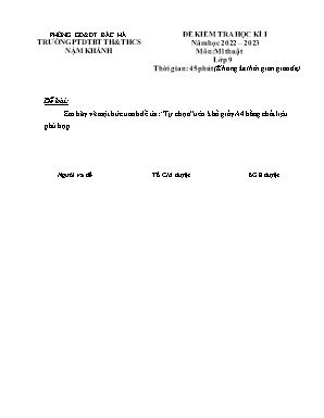 Đề kiểm tra học kì I Mĩ thuật 9 - Năm học 202