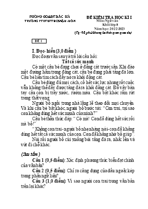 Đề kiểm tra học kì I môn Ngữ Văn 8 - Đề 1 - N