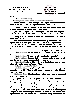 Đề kiểm tra học kì I Ngữ Văn 9 - Đề 2 - Năm học 2022-2023 - Trường PTDTBT TH&THCS Bản Liền (Có đáp án) Đề kiểm tra học kì I Ngữ Văn 9 - Đề 2 - Năm học 2022-2023 - Trường PTDTBT TH&THCS Bản Liền (Có đáp án)