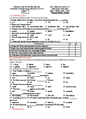 Đề kiểm tra học kì I Tiếng Anh 7 - Đề 2 - Năm học 2023-2024 - Trường PTDTBT TH&THCS Tả Củ Tỷ 2 (Có đáp án + Ma trận)