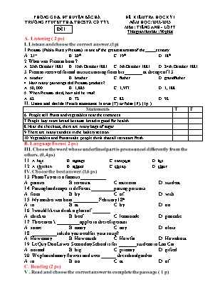 Đề kiểm tra học kì I Tiếng Anh 7 - Năm học 2023-2024 - Trường PTDTBT TH&THCS Tả Củ Tỷ 2 (Có đáp án + Ma trận)