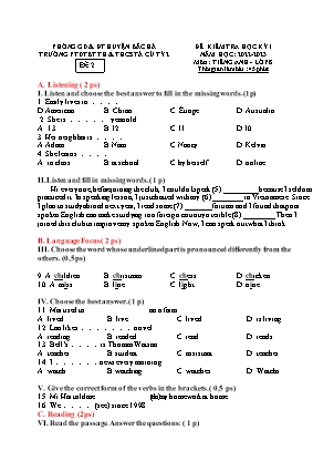 Đề kiểm tra học kì I Tiếng Anh 8 - Đề 2 - Năm học 2023-2024 - Trường PTDTBT TH&THCS Tả Củ Tỷ 2 (Có đáp án + Ma trận)