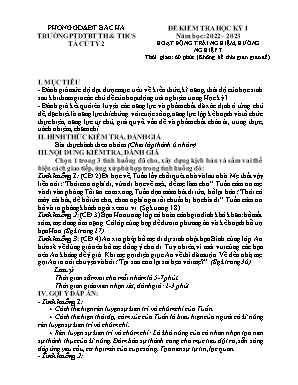 Đề kiểm tra học kỳ I Hoạt động trải nghiệm 7 - Năm học 2022-2023 - Trường PTDTBT TH&THCS Tả Củ Tỷ 2 (Có đáp án)