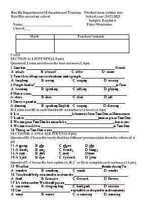 File nghe + 2 Đề kiểm tra học kì I Tiếng Anh 