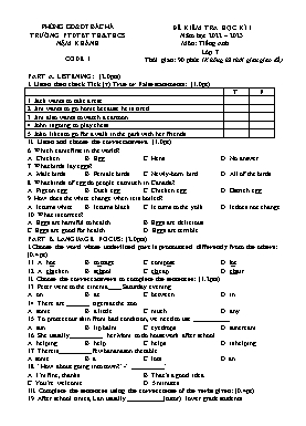 File nghe + 2 Đề kiểm tra học kì I Tiếng Anh 7 - Năm học 2022-2023 - Trường PTDTBT TH&THCS Nậm Khánh (Có đáp án + Ma trận)